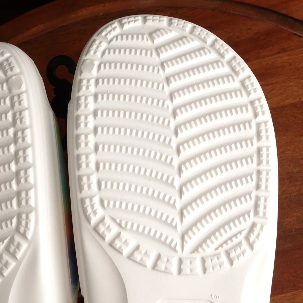 Crocs Sandals Mens SZ M12 White Tiedye Classic Slide Waterproof Pool Shoes NWT